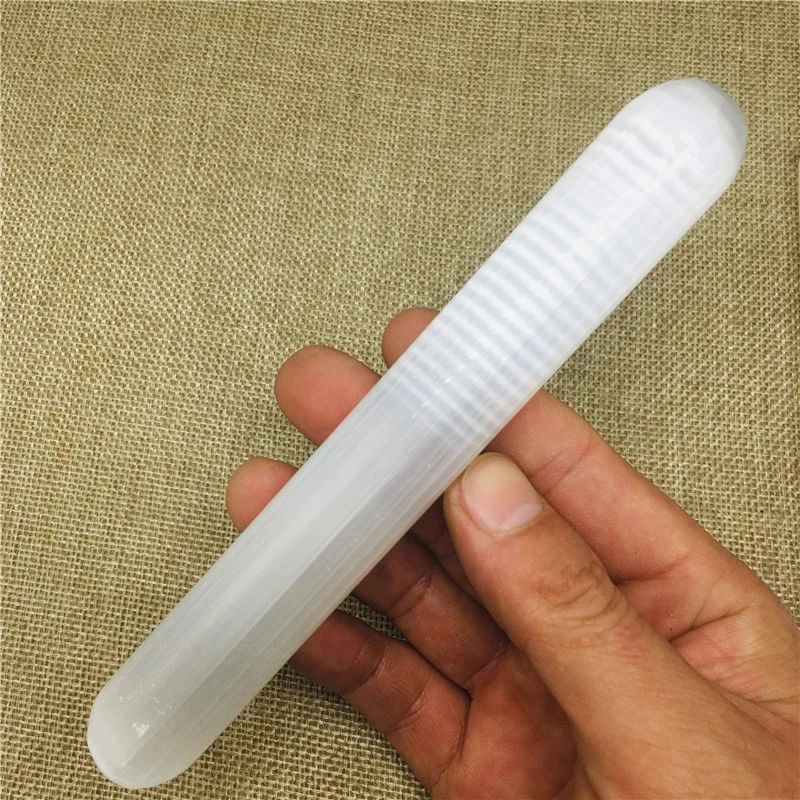 

15cm Natural Gypsum Crystal Massage Wand Relaxing Wand Acupoint Point Stick Reiki Healing Stone Body Chakra Face Massage LU