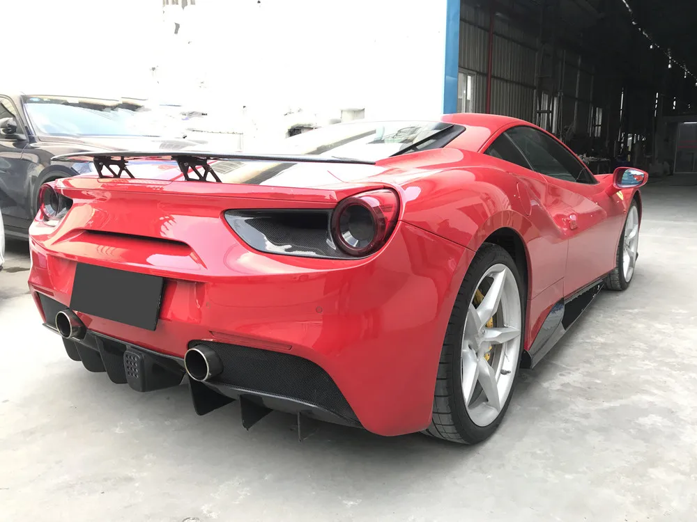 

Dry Carbon Fiber Car Rear Trunk Spoiler Rear Bumper Wing Boot Rear Lip for Ferrari 488 GTB 2015 - 2018 FRP