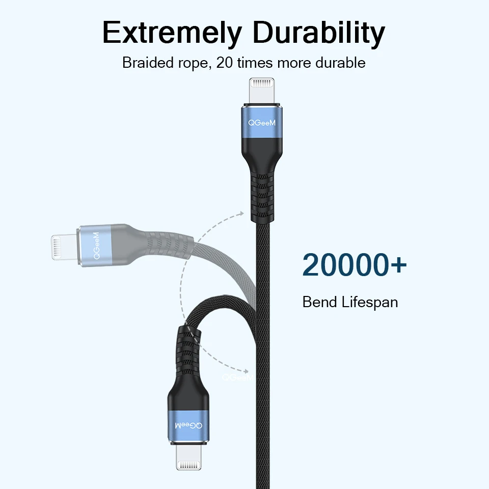 Зарядный кабель QGeeM MFi с USB C на Lightning для iPhone 12 mini Pro Max 11 X XS 8 7 PD быстрой зарядки и
