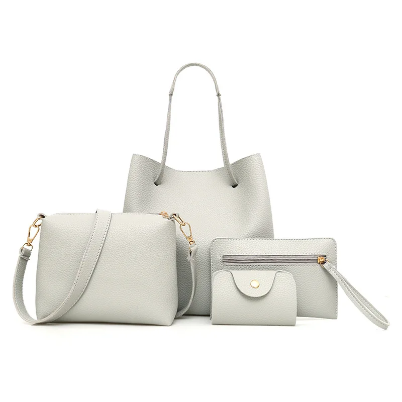 

Fashionable New Pure Color Bag European and American Style Pattern Four Piece Set Women's Bag Simple Shoulder Bag