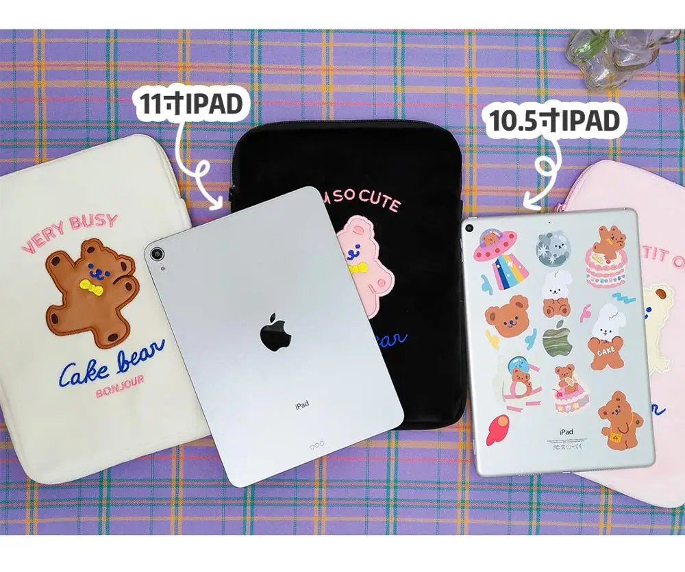 

Bentoy Milkjoy cute orange Handbag 10.5 11inch Mac ipad Case Holder Cute Korea Fashion iPad Bags Cotton Travel Business Bag