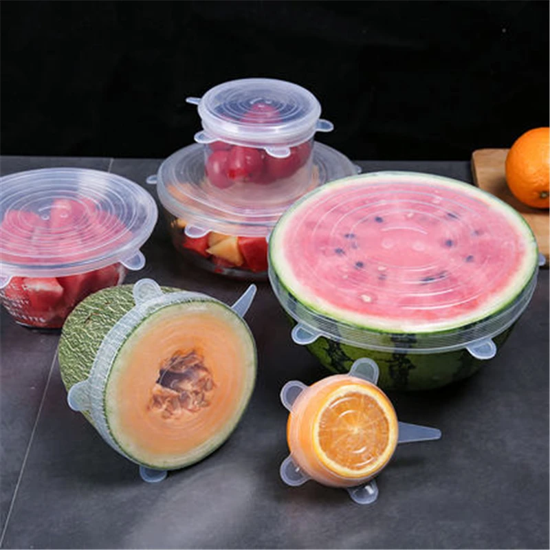 3/6/12 шт Силиконовые стрейч крышки Универсальная крышка Силиконовая Чаша Пот