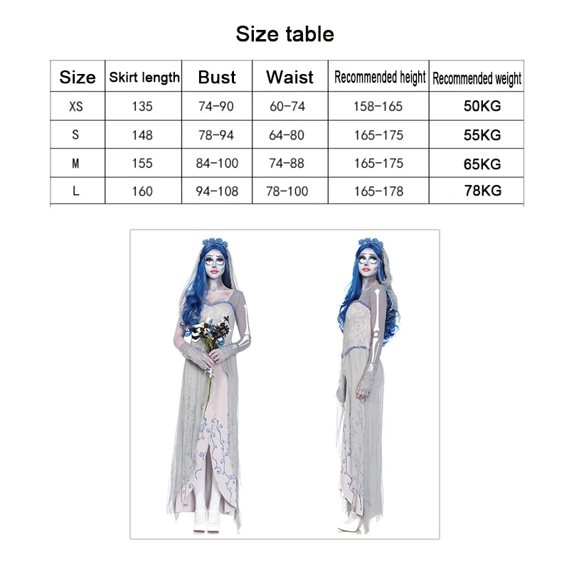 

Dress for Female Halloween Cosplay Devil Costumes Corpse Ghost Bride Clothes Halloween Women Scary Vampire Witch Suits