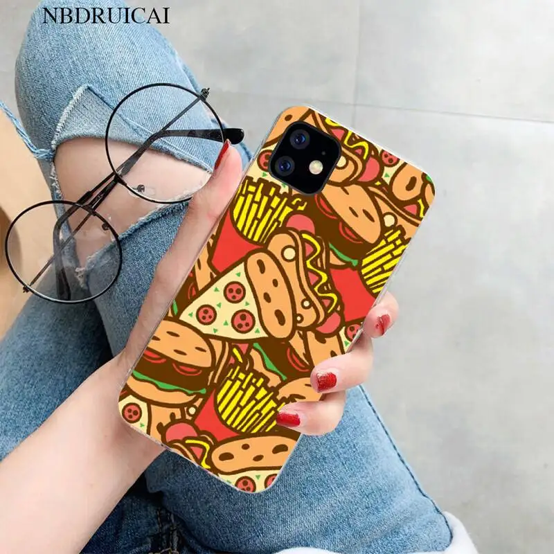 PENGHUWAN Pizza French fries Doughnut food Soft Silicone Phone Case for iPhone 11 pro XS MAX 8 7 6 6S Plus X 5S SE XR cover | Мобильные
