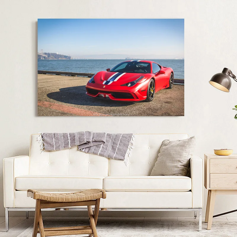 Картины на холсте с рамкой Красного автомобиля суперкара спортивного морской