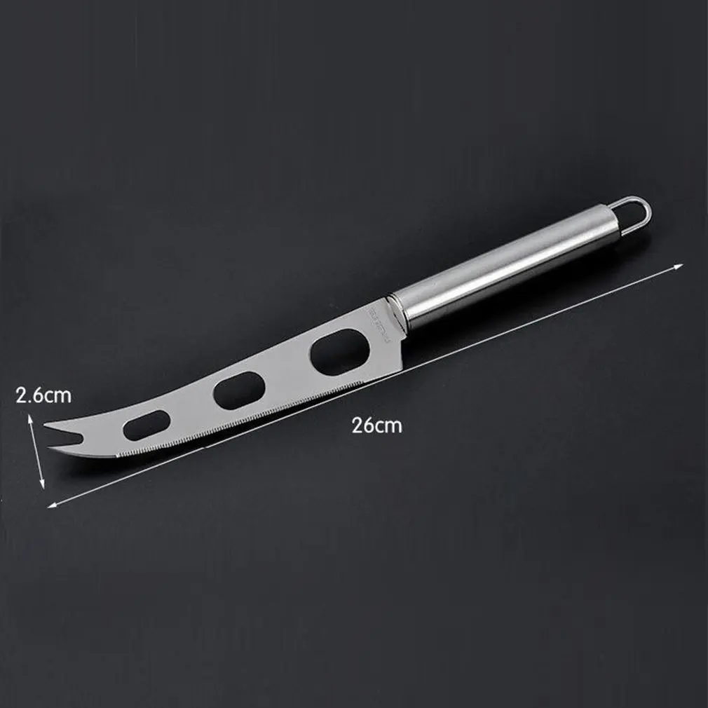 

Mini Full Stainless Steel Portable Kitchen Bread Cheese Knife Indoor Three Hole Double Cusp Multi Functional Knife Tool