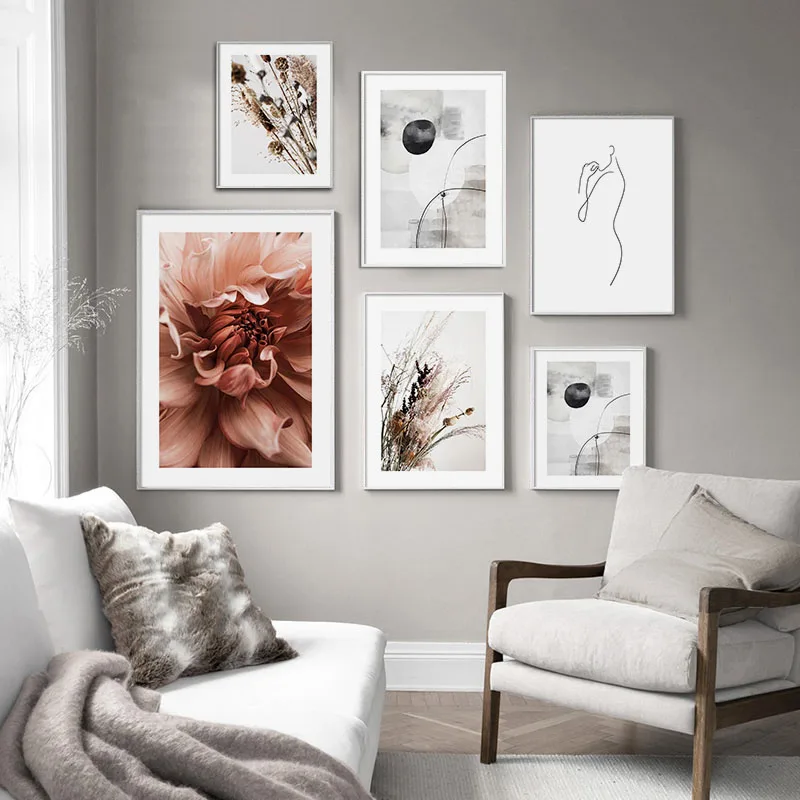 Скандинавский Цветочный рисунок на холсте абстрактная Скандинавская живопись