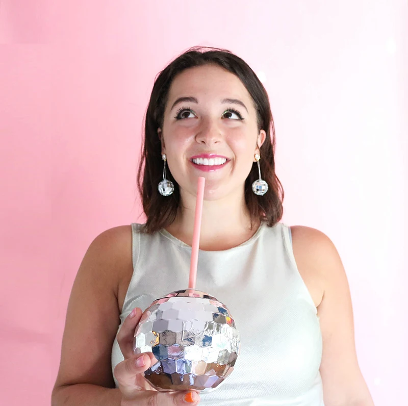 Блестящий серебристый цвет чешское стекло диско шар трубочка для коктейля чашки