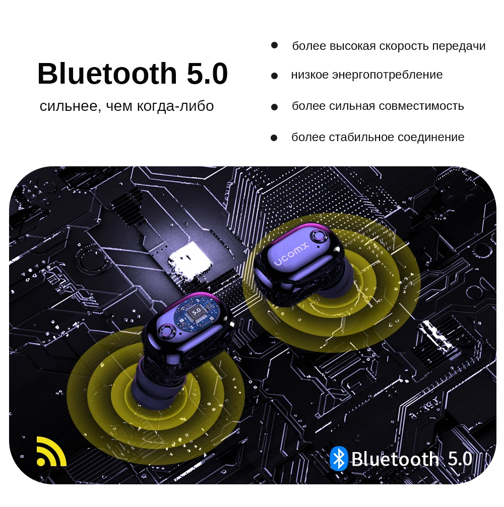 Беспроводные наушники UCOMX, bluetooth-наушники с зарядным устройством, настоящие беспроводные наушники-вкладыши с микрофоном для huawei Xiaomi iPhone
