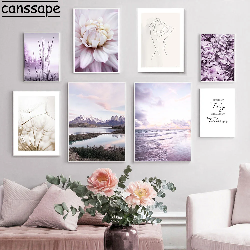

Landscape Posters And Prints Peony Flower Paintings Sea Poster Reed Dandelion Print Abstract Wall Painting For Living Room Decor
