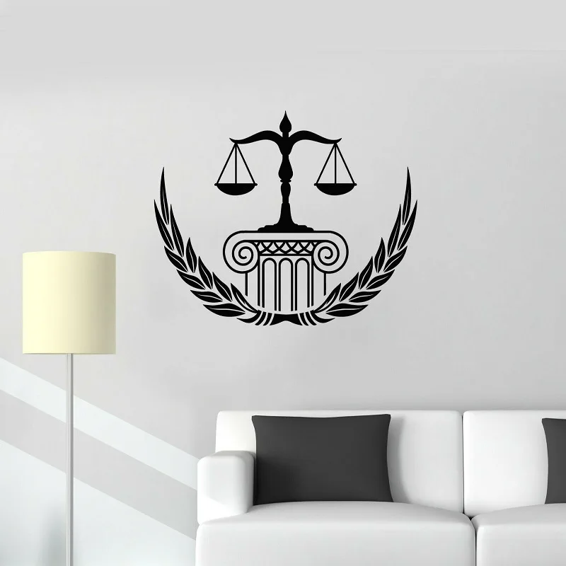 

Law firm court scales justice legislation vinyl wall decal court office home creative art decoration sticker mural BG39