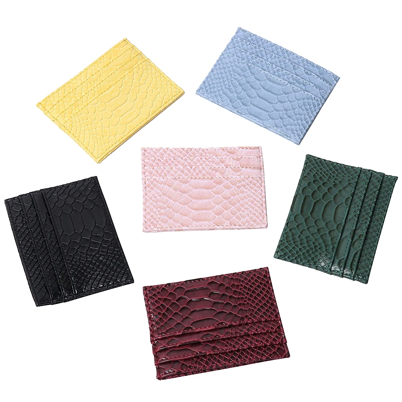 

Customized Hot Sales Card Holder Men Women Ostrich/Crocodile/Python/Snake PU Leather PU Wallets Slim Card Holder Bag