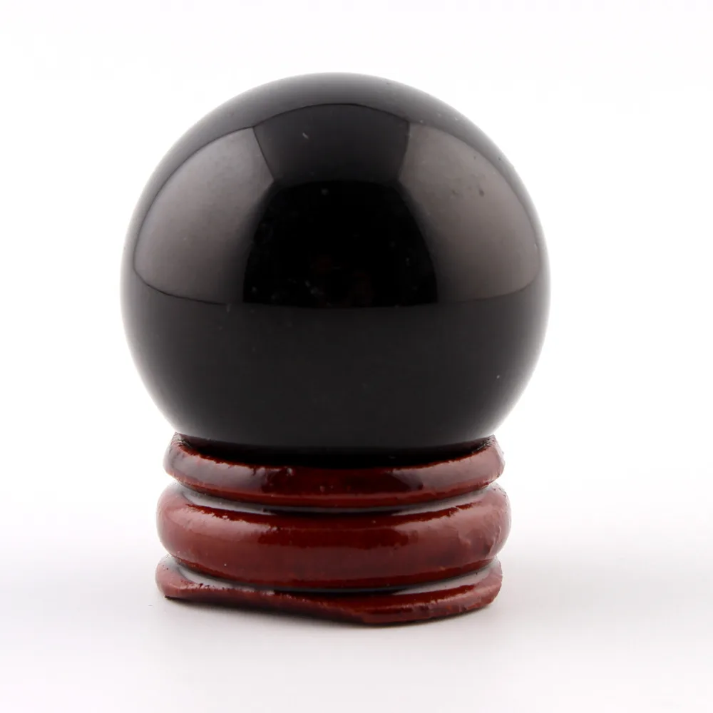 Резные бусины из черного обсидиана 35 мм натуральные камни с деревянной