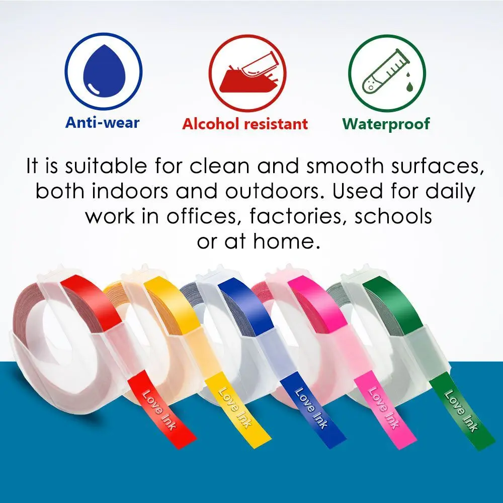 Комплект из 3 предметов для Dymo тиснение 3D маркировки лент 9 мм черного и золотого