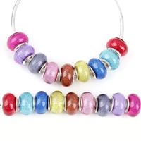 10 pcs whoesale large hole resin glitter beads charms bulk fit pandora bracelet bangle curtains chain craft for jewelry making
