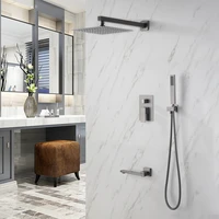 shower system bathroom 3 function shower mixer taps folding bathtub faucet hand shower grey 81012 waterfall rain shower head