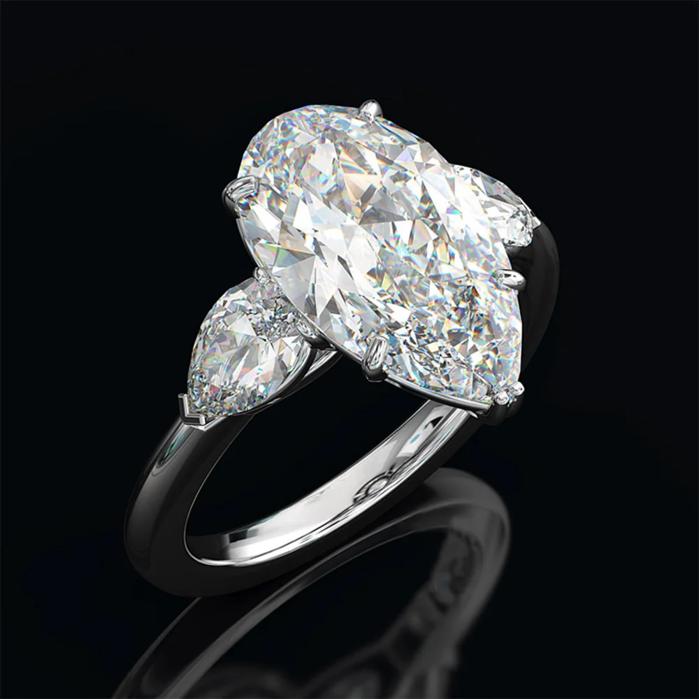 

Clear Water Drop Shaped Classic Wedding Engagement Rings Tear Pear Shaped Cubic Zircon Stone Fashion Women Jewelry Ring