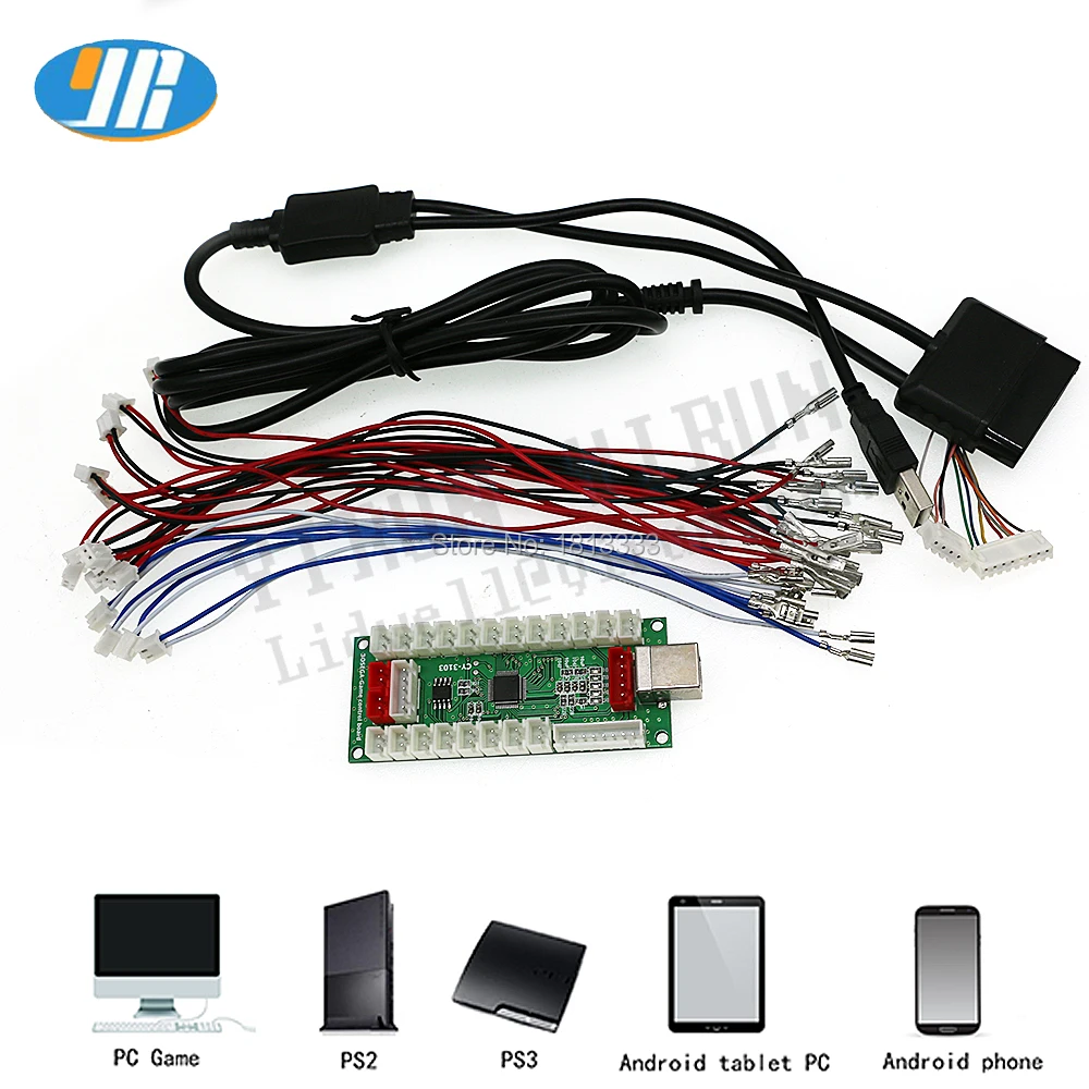 Аркадные наборы печатная плата 4 в 1 USB кодировщик с проводами для PS2 PS3 PC кабель