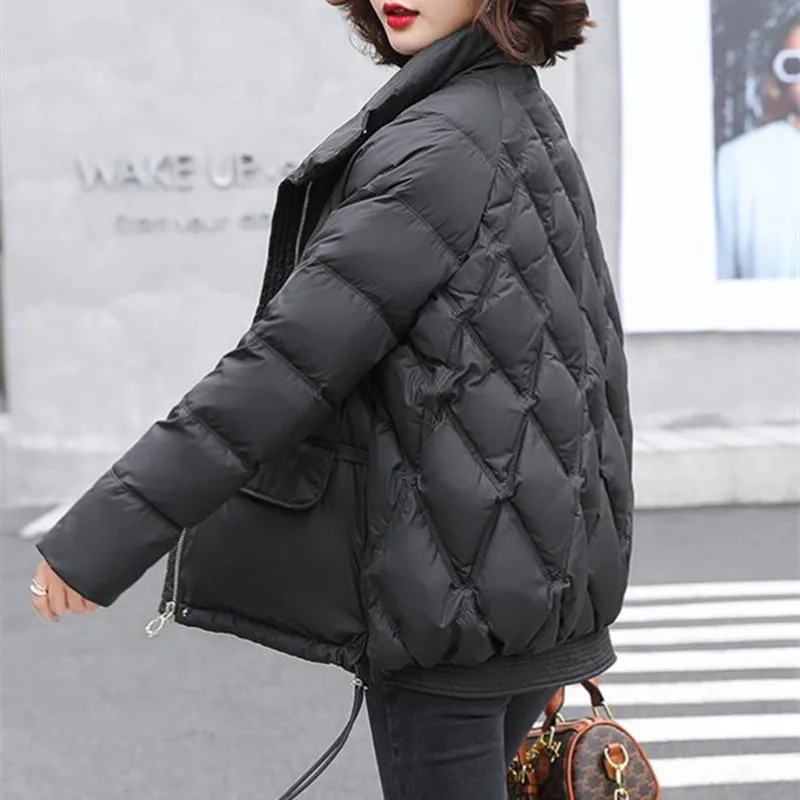 동문 문 Новинка 2021 Зимняя женская куртка большого размера элегантная однотонная