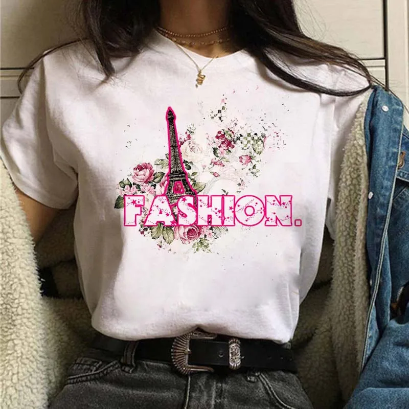 

New Women T Shirt Harajuku Funny Flower Graphic Print Short Sleeve T-Shirt Vogue T Shirt Female T-Shirt Women Tees Tops