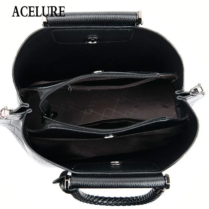 

ACELURE Metal Pendant Solid Color Alligator PU Leather Women Shopping Handbags Purse Female Shoulder Crossbody Bags Ladies Purse
