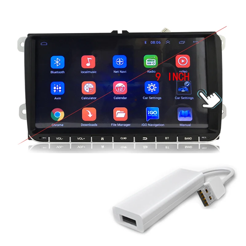 9'ɲ Din GPS Android Car Radio for VW/Seat Touch 1024x600 Pixels Airplay BT FM Bluetooth Wifi Mirror Link USB AM Hot Selling |