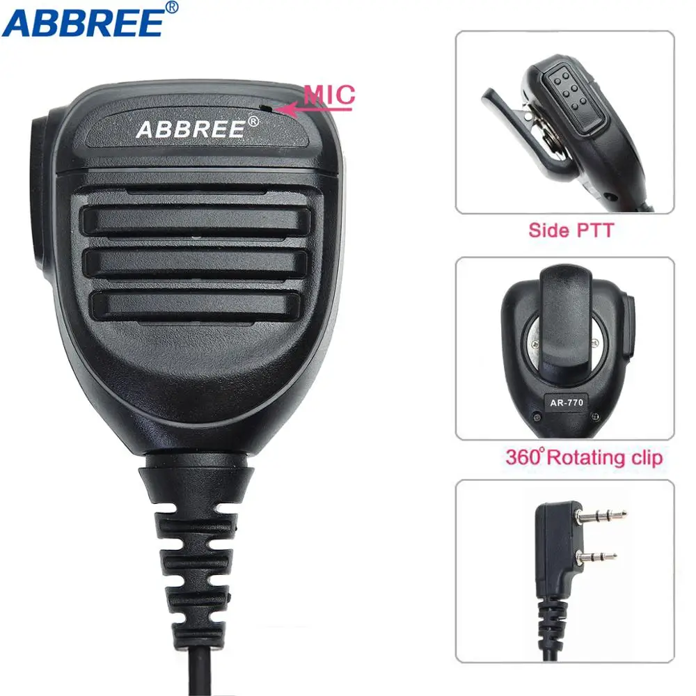 2 шт. ABBREE AR-770 водонепроницаемый плечевой динамик микрофон для Walkie Talkie TYT TH-UV8000D MD-380