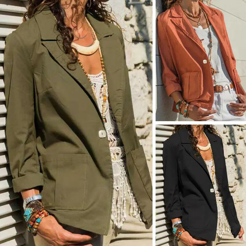 Женский Повседневный маленький пиджак приталенная длинная куртка 3 цветов