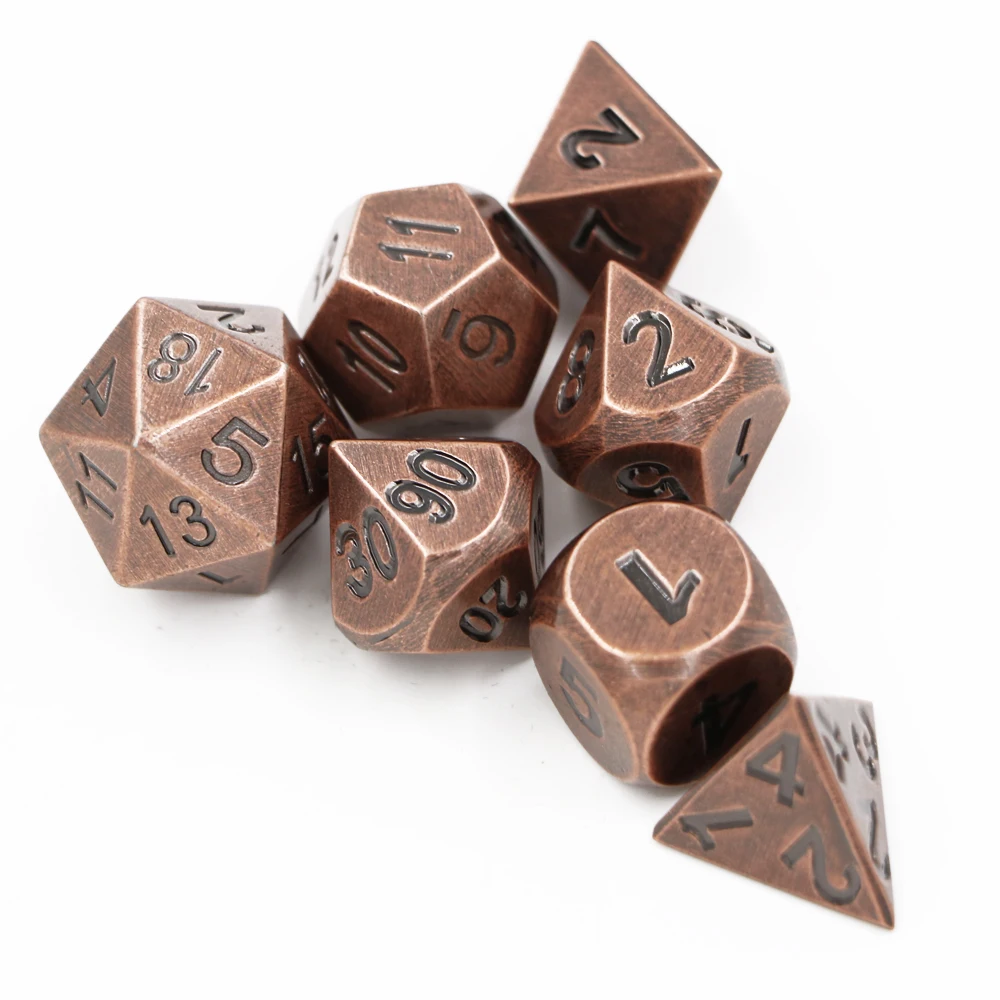 

7pcs/Set New Ancient Copper Zinc Alloy Entertainment Leisure Metal Dices DND Game Dice Set