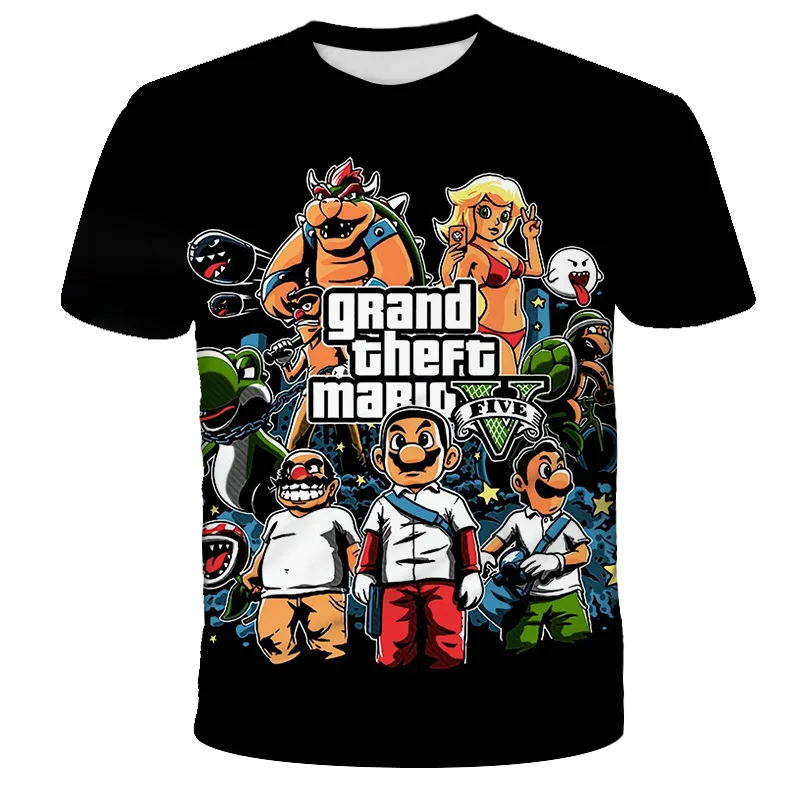 

4-14 Years Old Children'S Classic Cartoon Mario 3d T-Shirt New Harajuku Style Classic Game Mario Bros Kids Clothes Mario Boys Cl