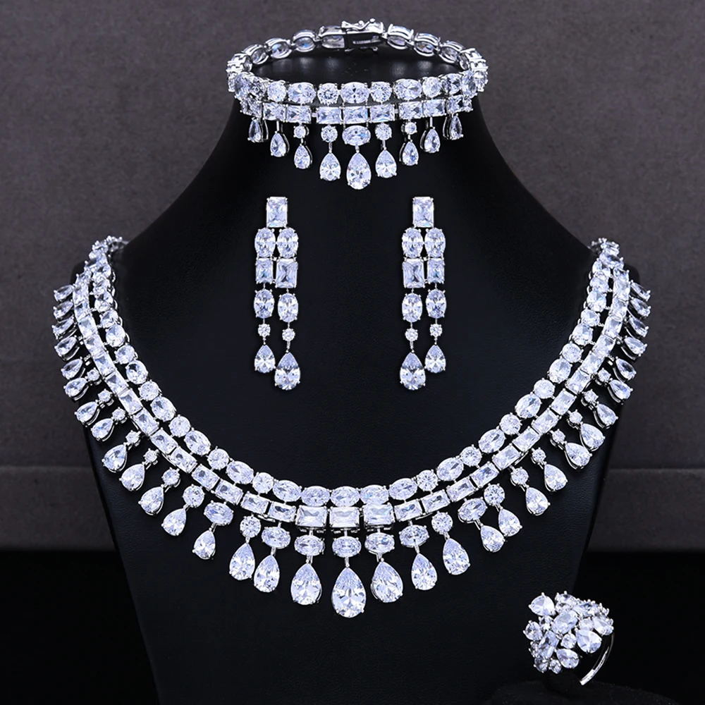Missvikki 2020 новый дизайн Роскошные элегантные серьги 4 шт. ожерелье женское романтическое свадебное обручальное ювелирное изделие