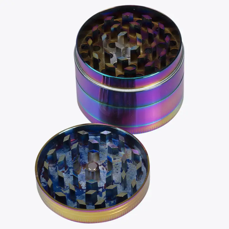 Rainbow Metal 40mm 50mm Colourful 4-Piece Zinc Alloy Tobacco Grinder Spice Grinder Herb Grinder image 2