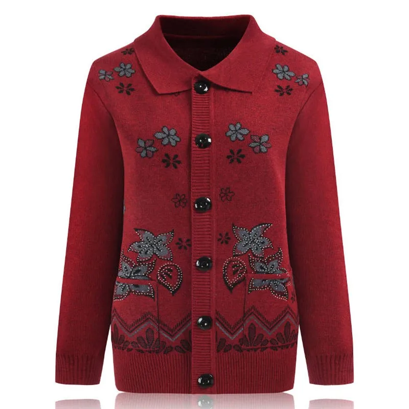 Трикотажный кардиган для женщин среднего возраста свитер пальто 2020 осень