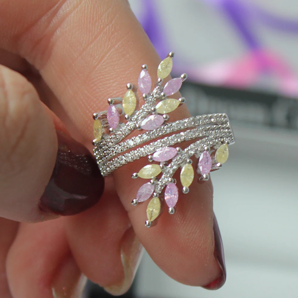 Модные Новинка 2021 красочные кольца пастельный розовый цвет шампанское кристалл