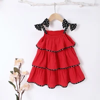 micol emilly 100 cotton dresses polkadot cupcake layered girls dress bow slip cute solid color dress for baby girls 1 6 years