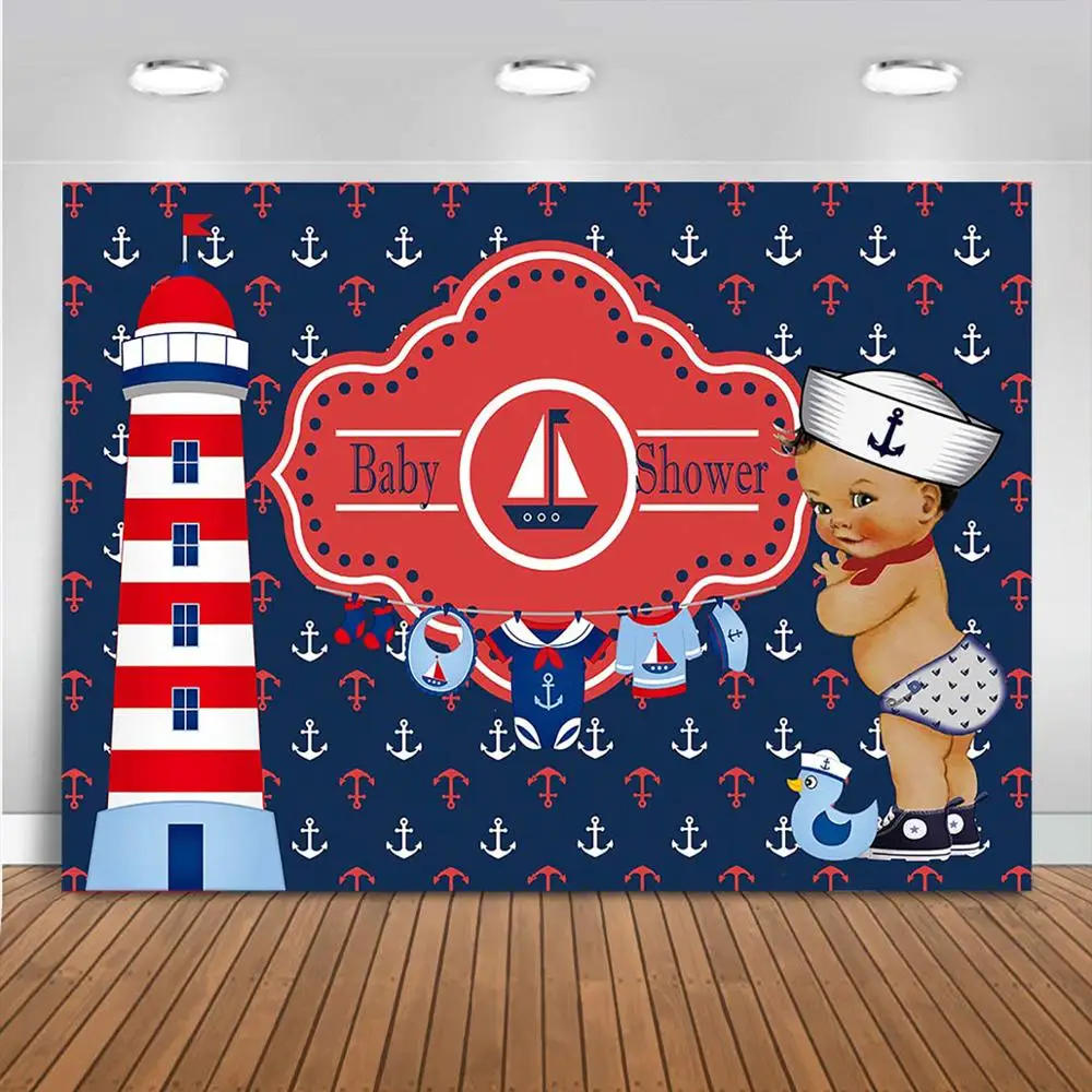 Фон для фотостудии с изображением морского якоря матросского мальчика