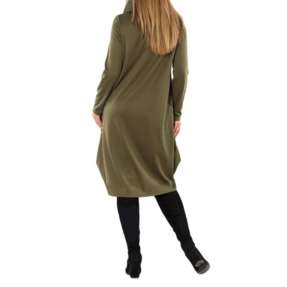 Женское Повседневное платье оверсайз на осень и зиму шарф с пайетками воротником