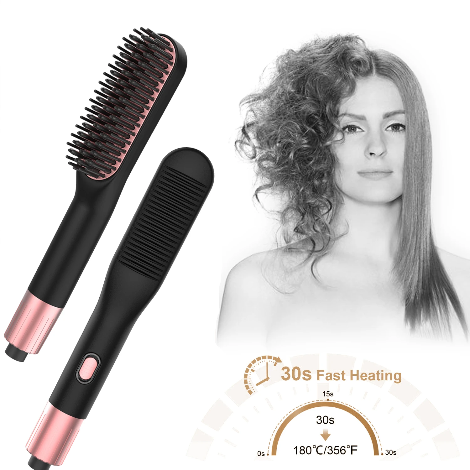 

Hair Straightener Brush Beard Straightening Comb Enhanced Negative Ion Hair Straightener Anti-scald Function Straightener Brush