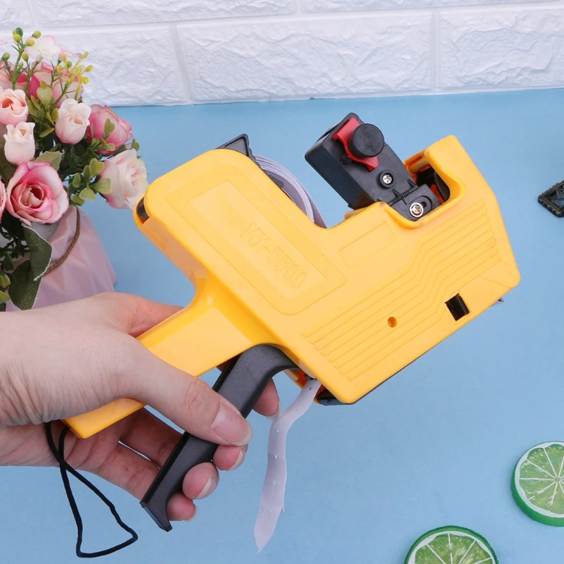 

MX-5500 8 Digits Price Tag Gun Labeler Labeller Stickers Label Paper +2 Ink Roll G6DD