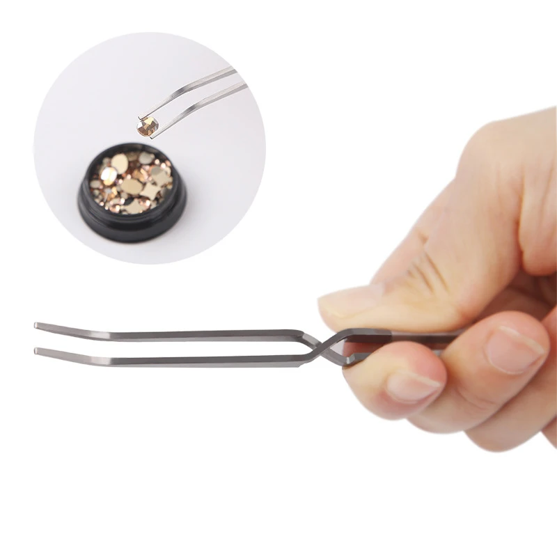 

1PcNail Art Tweezers Stainless Steel 14.5CM Rhinestones Tweezers Multifunctional Shaped Nail Clip Manicure CurveNipperNail Tools