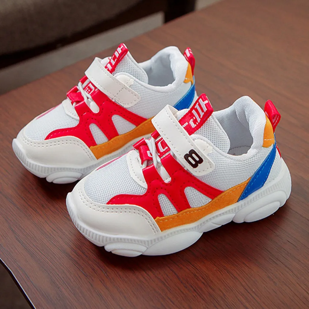 Детские кроссовки для маленьких мальчиков и девочек смешанные цвета сетчатые