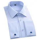 Мужская рубашка с длинными рукавами, Классическая деловая рубашка, с французскими манжетами, размера плюс