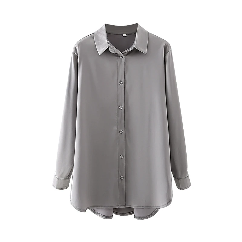 

Solid Stain Shirts Womens Tops And Blouses 2021 Spring Long Sleeve Spring Ladies Pockets Loose Korean Style Shirt YNZZU 1T050