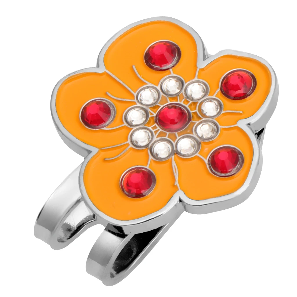 Портативный цветок сливы кристалл клип Гольф Мяч Маркер на Кепка Для Гольфа