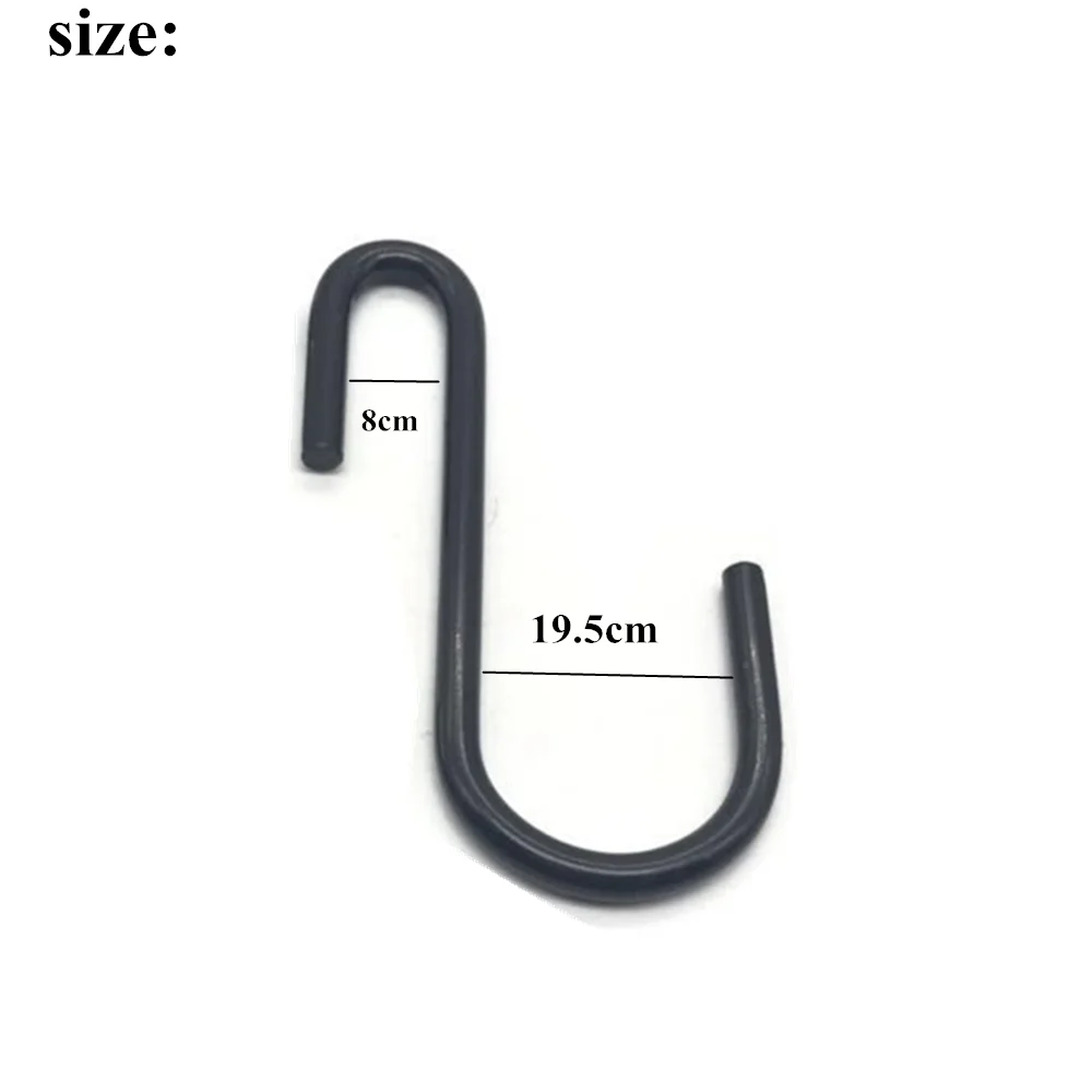 

10pcs Black Round Heavy-Duty S Shaped Hooks Kitchen S Type Hooks home storage organizers accessories
