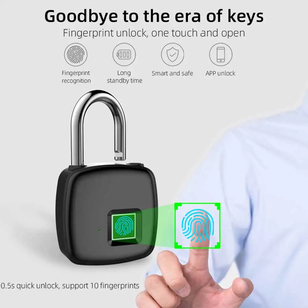 

P30 + смарт-замок со сканером отпечатков пальцев, водонепроницаемый Сенсорный биометрический замок, USB-зарядка, Bluetooth-Соединительный замок