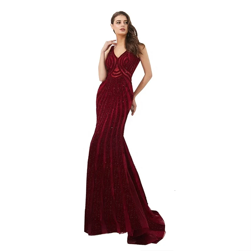 

Burgundy Gorgeons Mermaid Lady Celebrity Evening Dresses With Sweetheart Long Formal Wedding Party Dress Floor Length Gowns