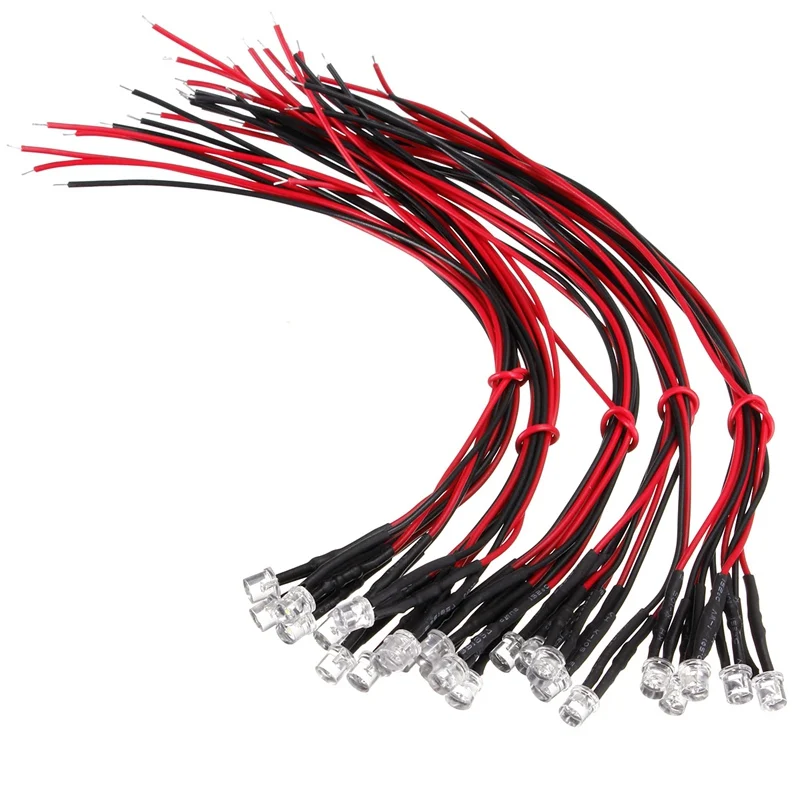 Предварительно Проводные круглые светодиодные лампы 5 шт./лот мм 20 см чип кабель 12