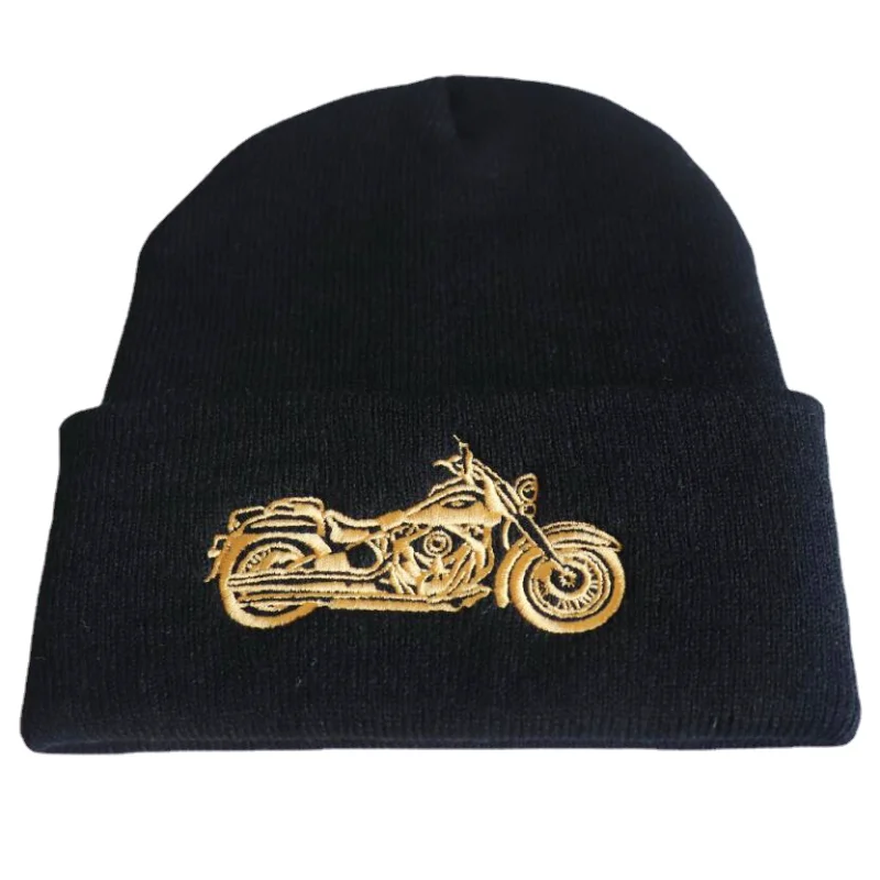

Men's Motorcycle Beanies Autumn Ski Knitted Hats Keep Warm Skullies Unisex Hip Hop Bonnet Head Caps Winter Hats For Women 2021