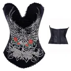 Винтажные Цветочный принт хлопок пикантные Талия корсеты и бюстье для женщин одежда Готическая стимпанк корсет рок Крюк лиф корсетные